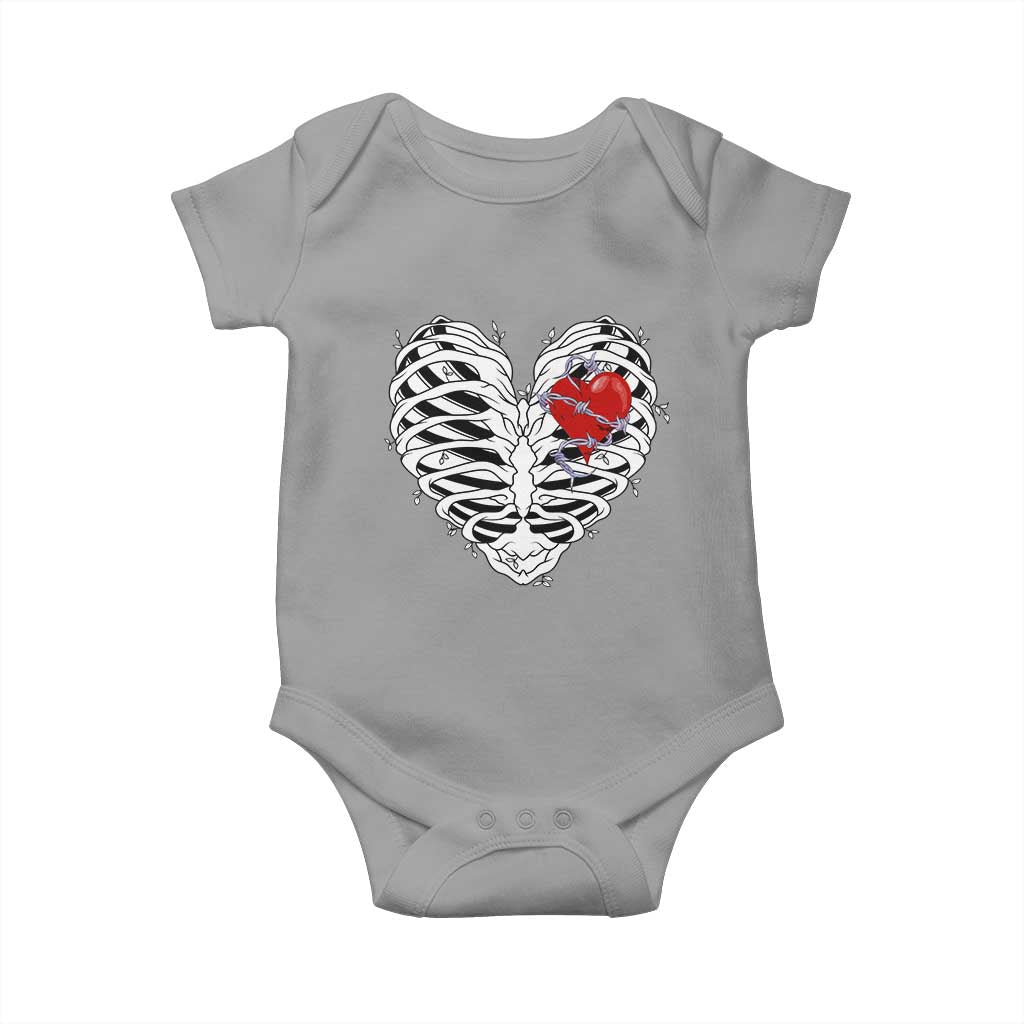 Valentine's Day Baby Onesie Gothic Valentine Skeleton With Barbed Wire Heart TS09 Sport Gray Print Your Wear
