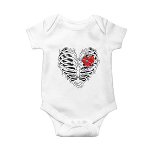 Valentine's Day Baby Onesie Gothic Valentine Skeleton With Barbed Wire Heart TS09 White Print Your Wear