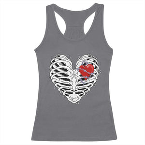 Valentine's Day Racerback Tank Top Gothic Valentine Skeleton With Barbed Wire Heart TS09 Charcoal Print Your Wear