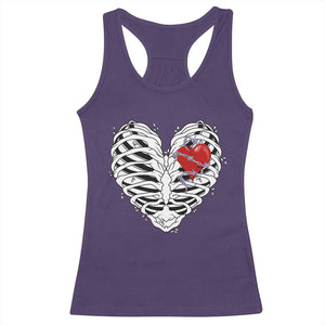 Valentine's Day Racerback Tank Top Gothic Valentine Skeleton With Barbed Wire Heart TS09 Purple Print Your Wear