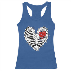 Valentine's Day Racerback Tank Top Gothic Valentine Skeleton With Barbed Wire Heart TS09 Royal Blue Print Your Wear