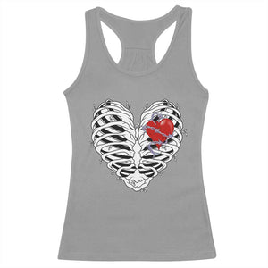 Valentine's Day Racerback Tank Top Gothic Valentine Skeleton With Barbed Wire Heart TS09 Sport Gray Print Your Wear