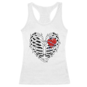 Valentine's Day Racerback Tank Top Gothic Valentine Skeleton With Barbed Wire Heart TS09 White Print Your Wear