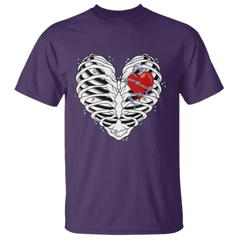 Valentine's Day T Shirt Gothic Valentine Skeleton With Barbed Wire Heart TS09 Purple Printyourwear