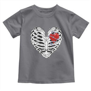 Valentine's Day Toddler T Shirt Gothic Valentine Skeleton With Barbed Wire Heart TS09 Charcoal Print Your Wear