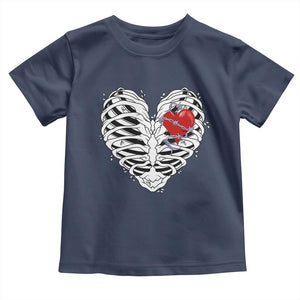 Valentine's Day Toddler T Shirt Gothic Valentine Skeleton With Barbed Wire Heart TS09 Navy Print Your Wear
