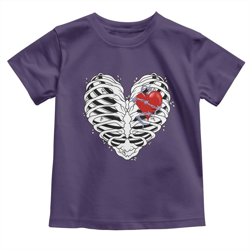Valentine's Day Toddler T Shirt Gothic Valentine Skeleton With Barbed Wire Heart TS09 Purple Print Your Wear