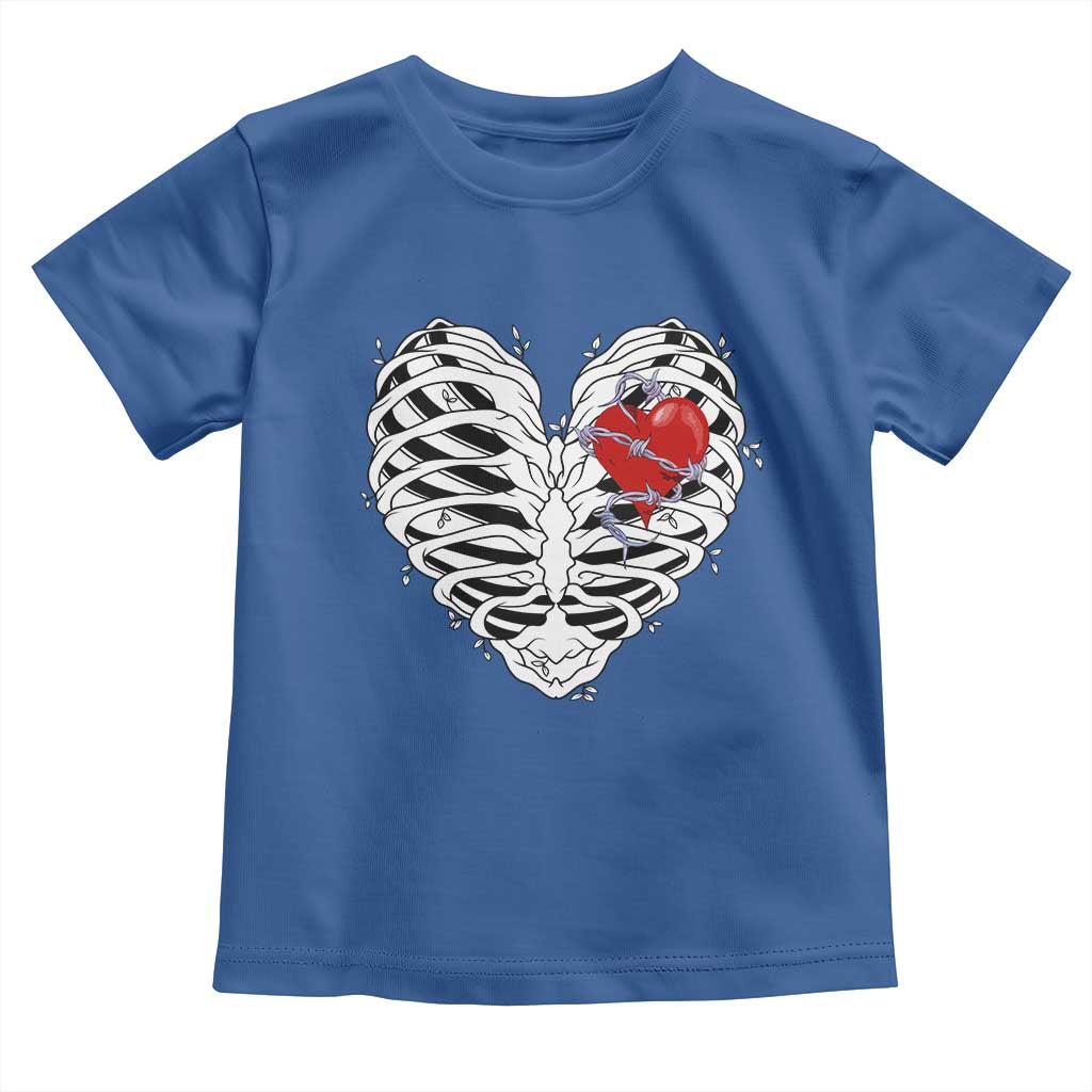 Valentine's Day Toddler T Shirt Gothic Valentine Skeleton With Barbed Wire Heart TS09 Royal Blue Print Your Wear