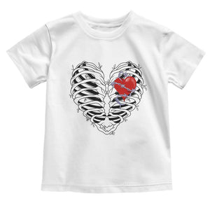 Valentine's Day Toddler T Shirt Gothic Valentine Skeleton With Barbed Wire Heart TS09 White Print Your Wear