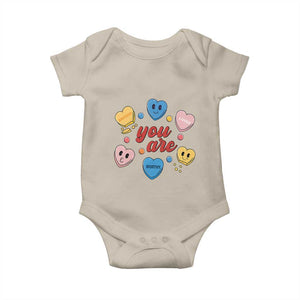You Are Loved Worthy Enough Candy Heart Valentine's Day Baby Onesie TS09 Sand Print Your Wear