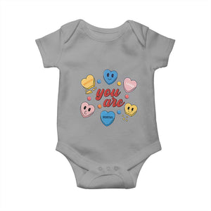 You Are Loved Worthy Enough Candy Heart Valentine's Day Baby Onesie TS09 Sport Gray Print Your Wear