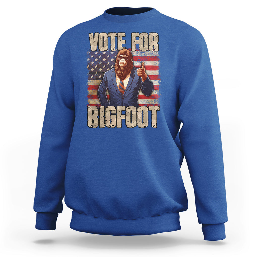 Vote For Bigfoot President Election Funny Sasquatch USA Flag Sweatshirt TS09 Royal Blue Printyourwear
