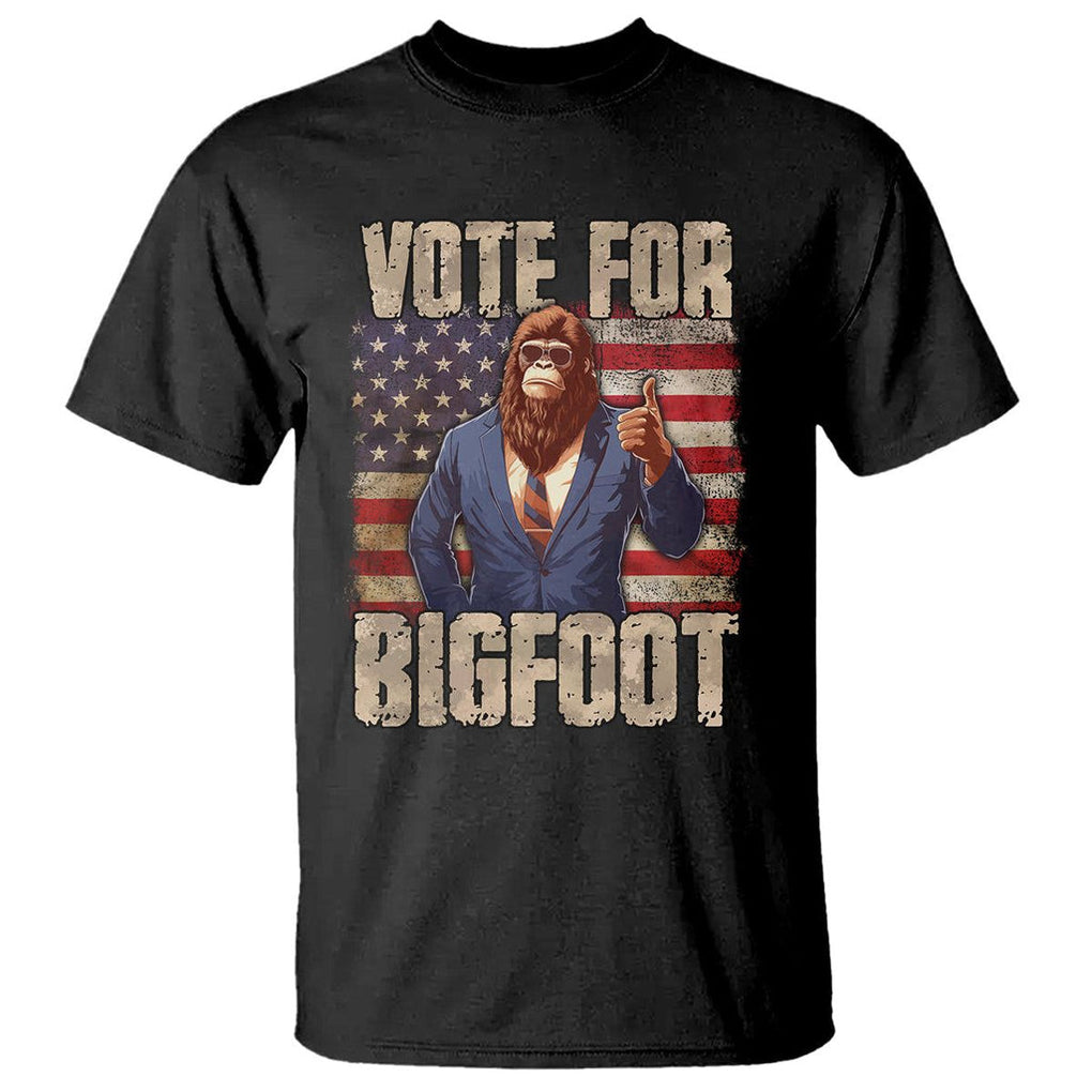 Vote For Bigfoot President Election Funny Sasquatch USA Flag T Shirt TS09 Black Printyourwear