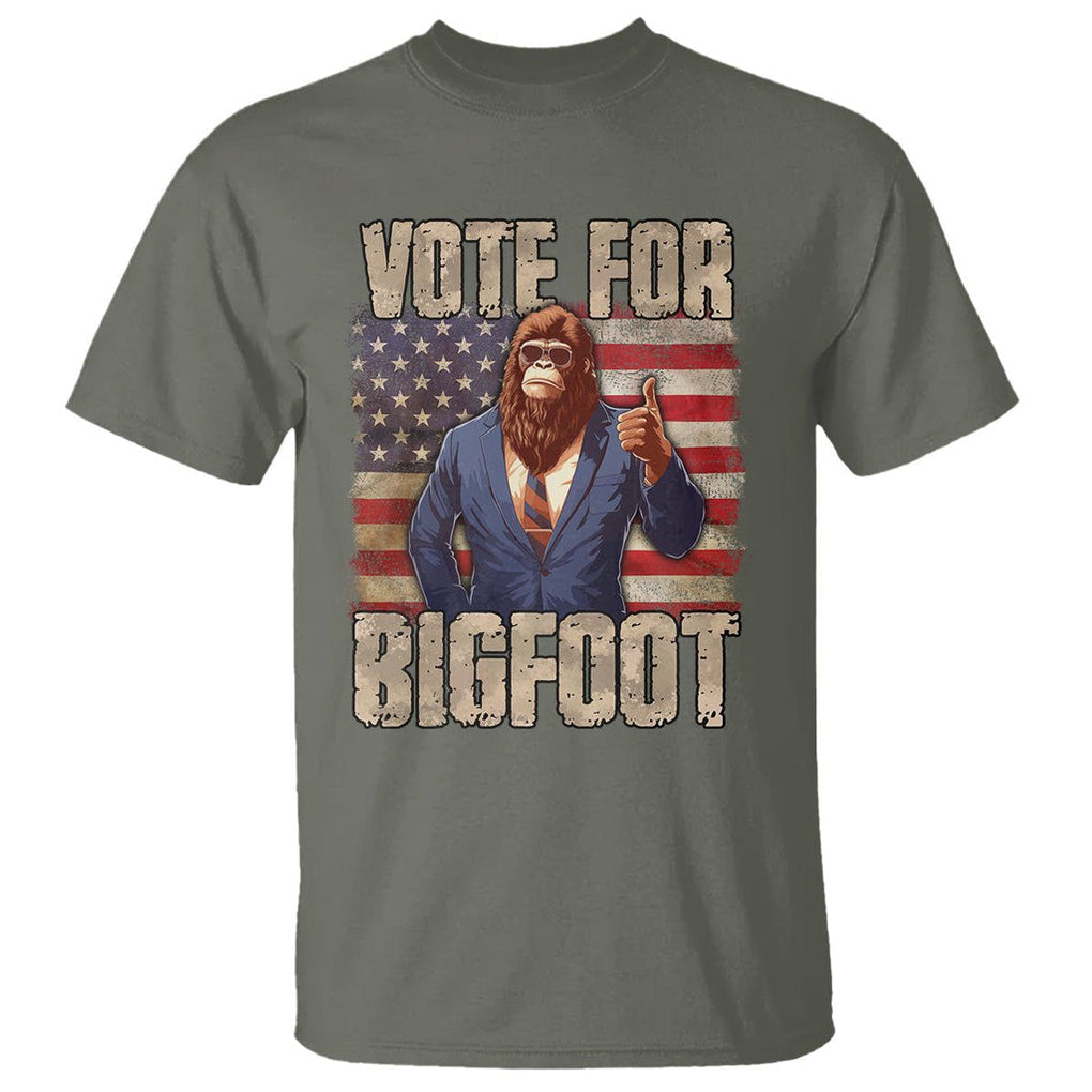 Vote For Bigfoot President Election Funny Sasquatch USA Flag T Shirt TS09 Military Green Printyourwear