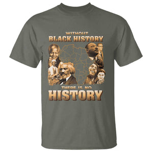 African Pride T Shirt - Without Black History There Is No History Heritage Tribute Tee TS09 Military Green Print Your Wear