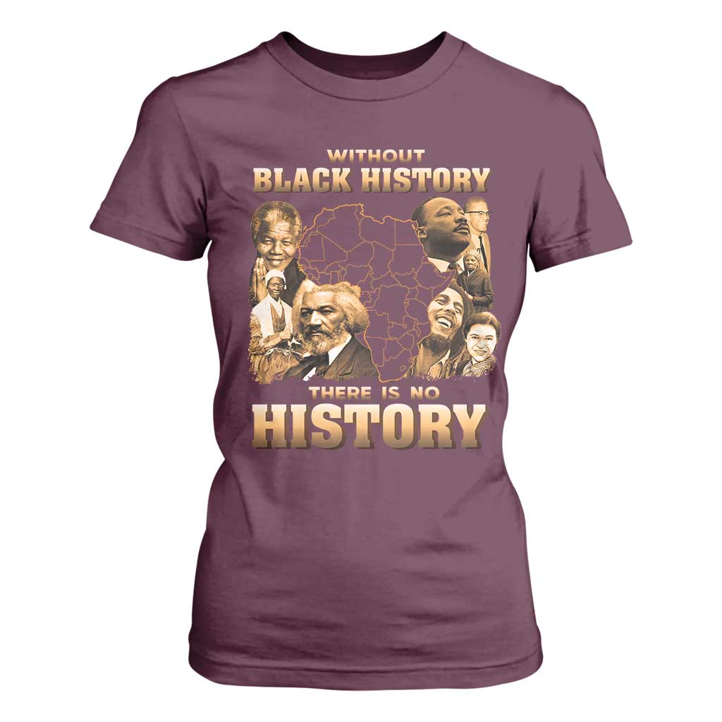 African Pride T Shirt For Women Without Black History There Is No History TS09 Maroon Print Your Wear