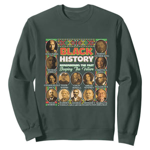 Black History Sweatshirt Remembering The Past Shaping The Future TS09 Dark Forest Green Print Your Wear