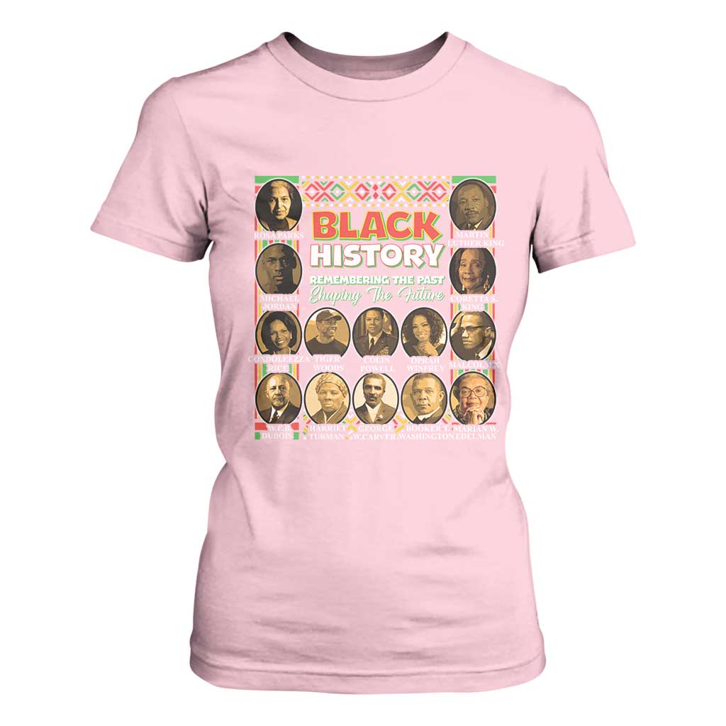 Black History T Shirt For Women Remembering The Past Shaping The Future TS09 Light Pink Print Your Wear
