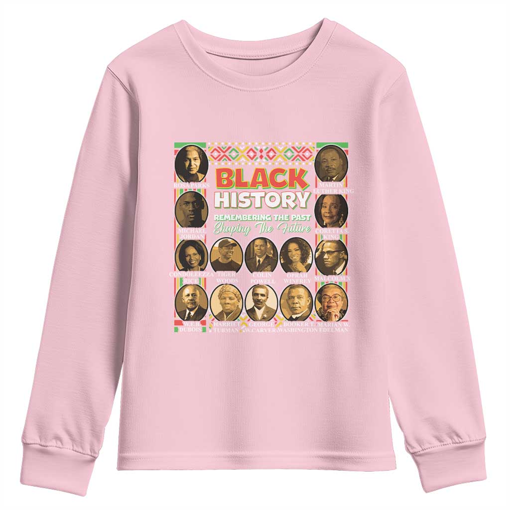 Black History Youth Sweatshirt Remembering The Past Shaping The Future TS09 Light Pink Print Your Wear
