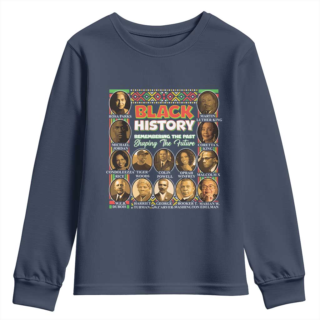 Black History Youth Sweatshirt Remembering The Past Shaping The Future TS09 Navy Print Your Wear