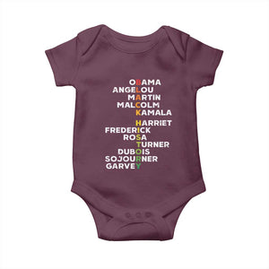 Black History Leaders Baby Onesie Obama Martin Malcolm Harriet TS09 Maroon Print Your Wear
