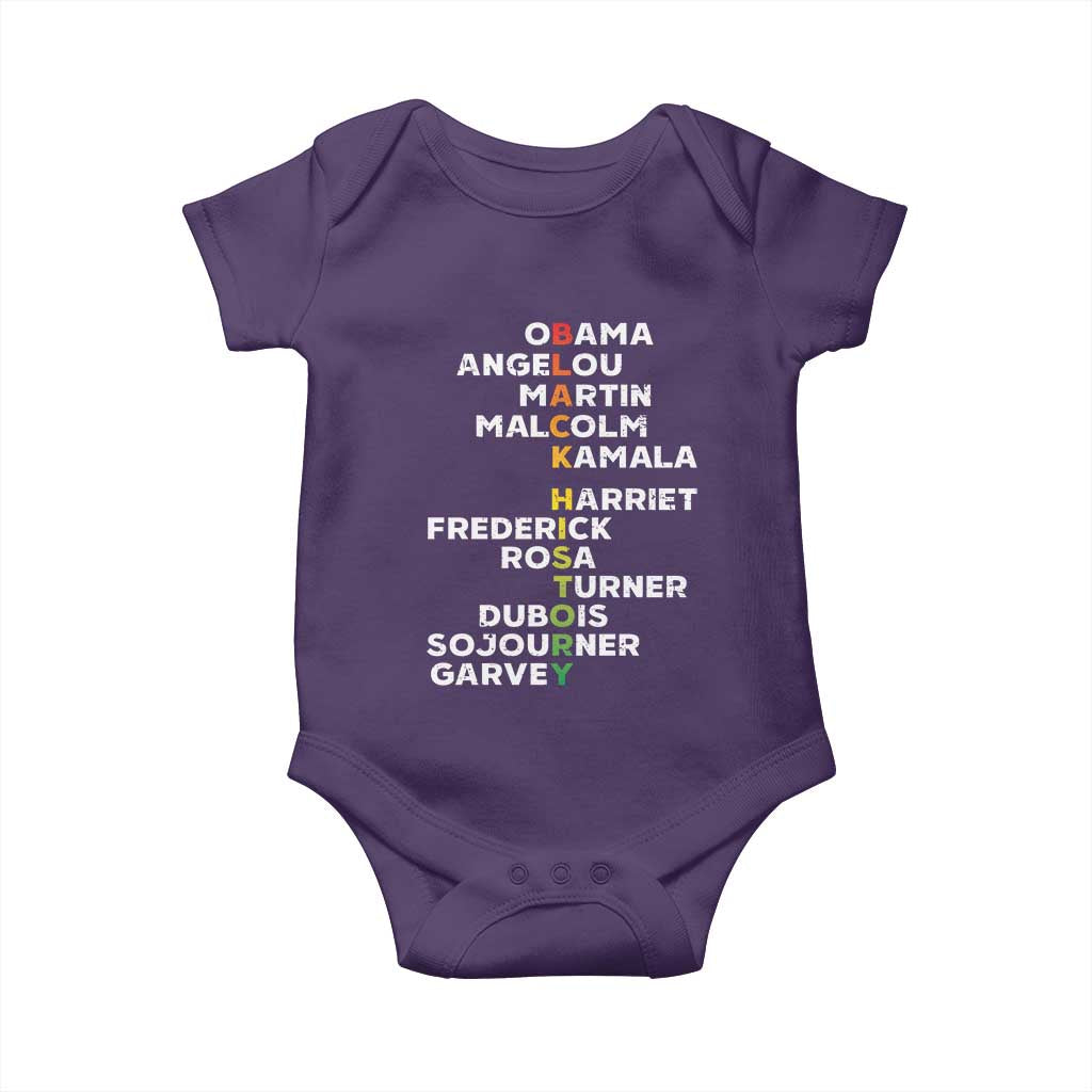 Black History Leaders Baby Onesie Obama Martin Malcolm Harriet TS09 Purple Print Your Wear