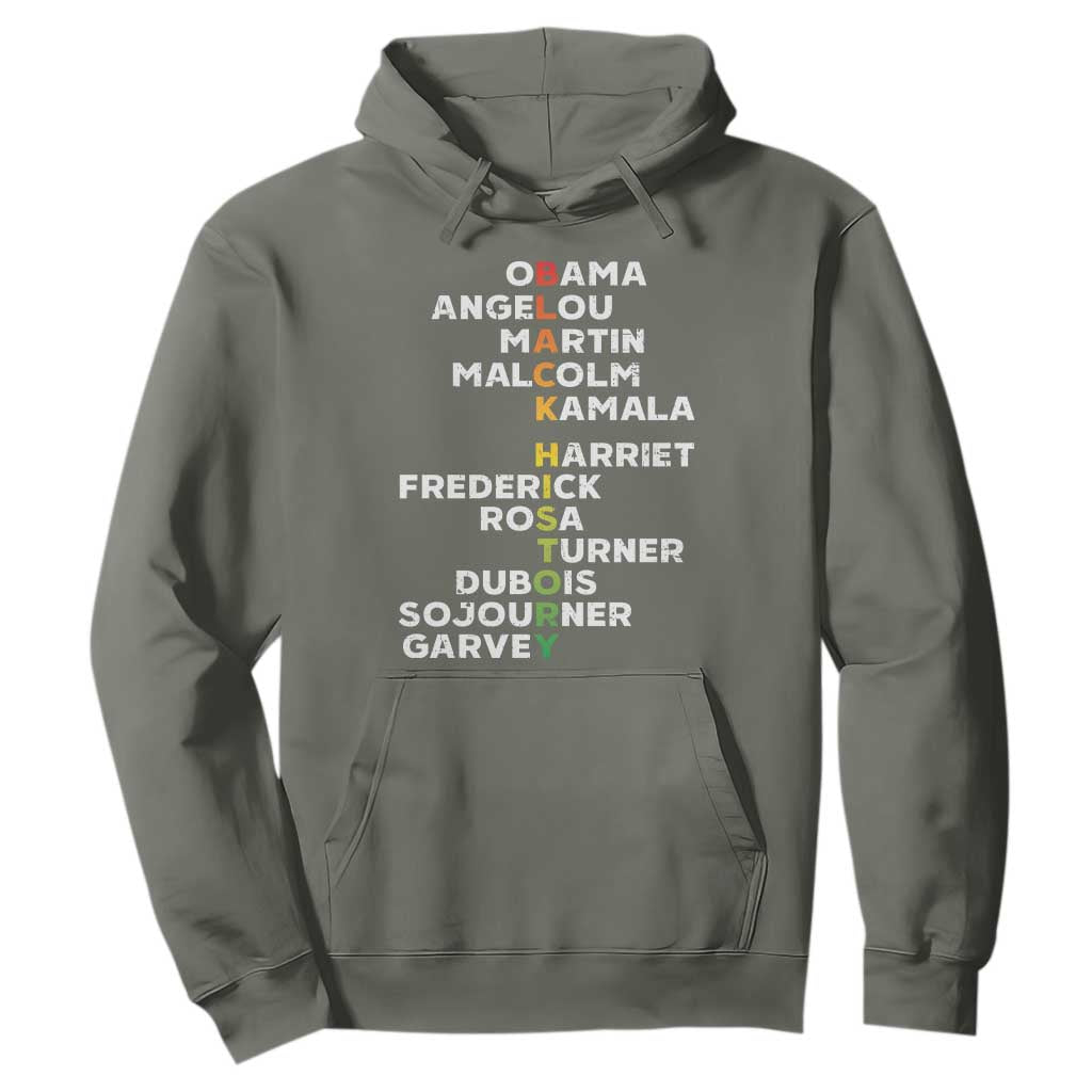 Black History Leaders Hoodie Obama Martin Malcolm Harriet TS09 Military Green Print Your Wear