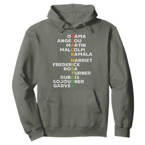 Black History Leaders Hoodie Obama Martin Malcolm Harriet TS09 Military Green Print Your Wear