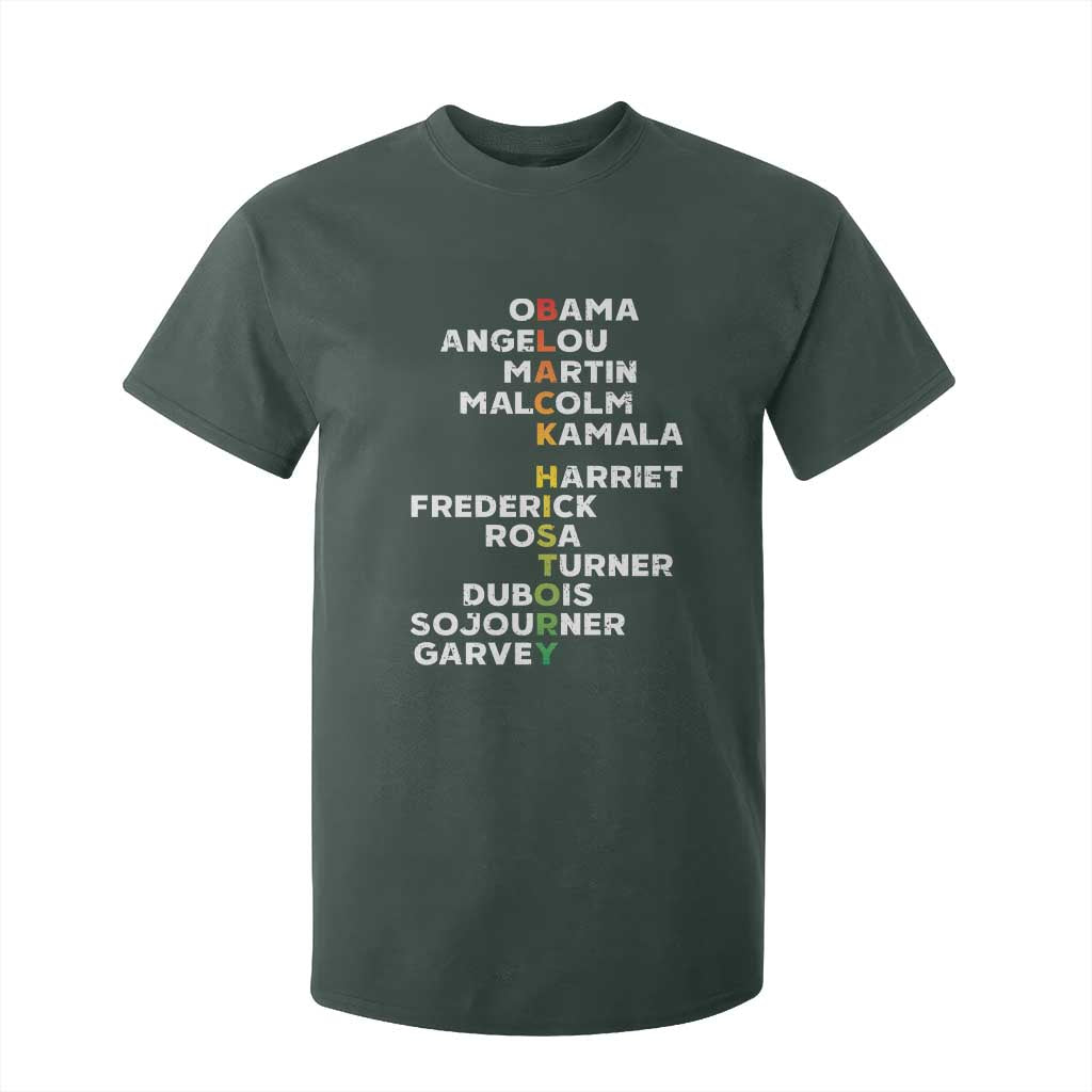 Black History Leaders T Shirt For Kid Obama Martin Malcolm Harriet TS09 Dark Forest Green Print Your Wear