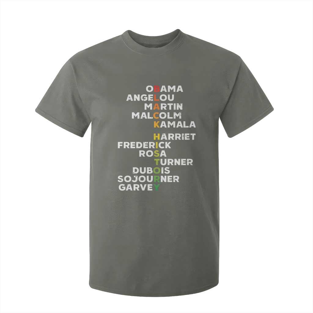 Black History Leaders T Shirt For Kid Obama Martin Malcolm Harriet TS09 Military Green Print Your Wear