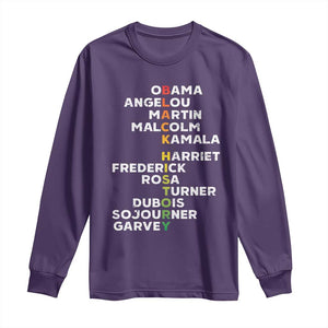Black History Leaders Long Sleeve Shirt Obama Martin Malcolm Harriet TS09 Purple Print Your Wear