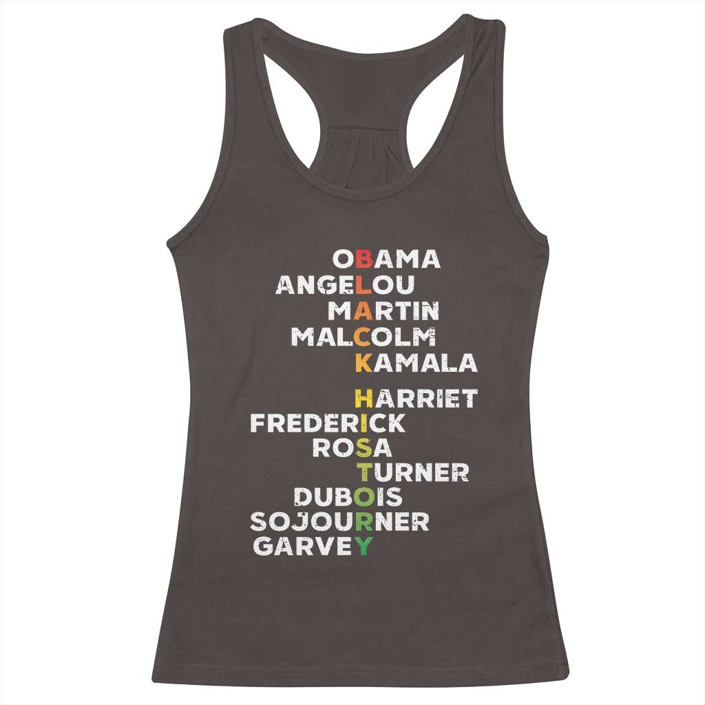 Black History Leaders Racerback Tank Top Obama Martin Malcolm Harriet TS09 Dark Chocolate Print Your Wear