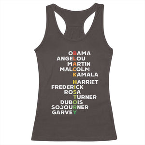 Black History Leaders Racerback Tank Top Obama Martin Malcolm Harriet TS09 Dark Chocolate Print Your Wear
