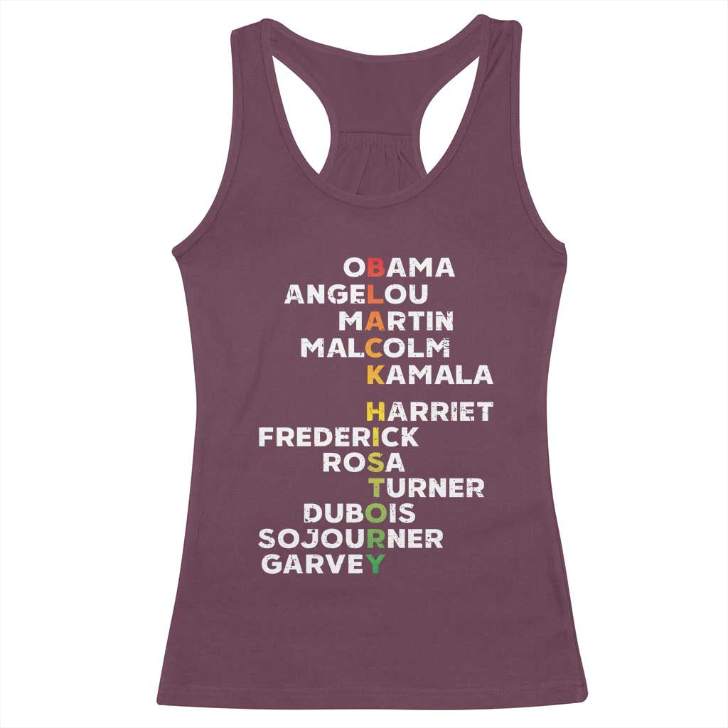 Black History Leaders Racerback Tank Top Obama Martin Malcolm Harriet TS09 Maroon Print Your Wear