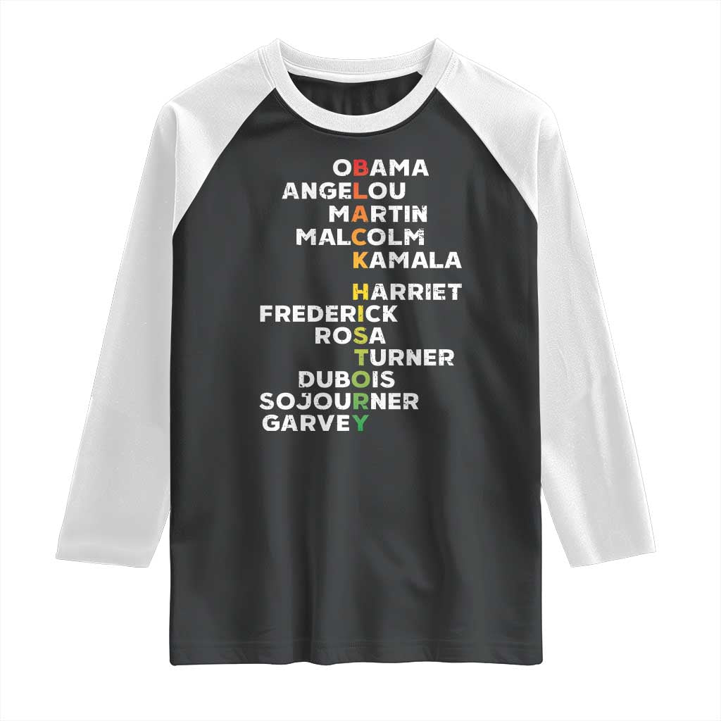 Black History Leaders Raglan Shirt Obama Martin Malcolm Harriet TS09 Black White Print Your Wear