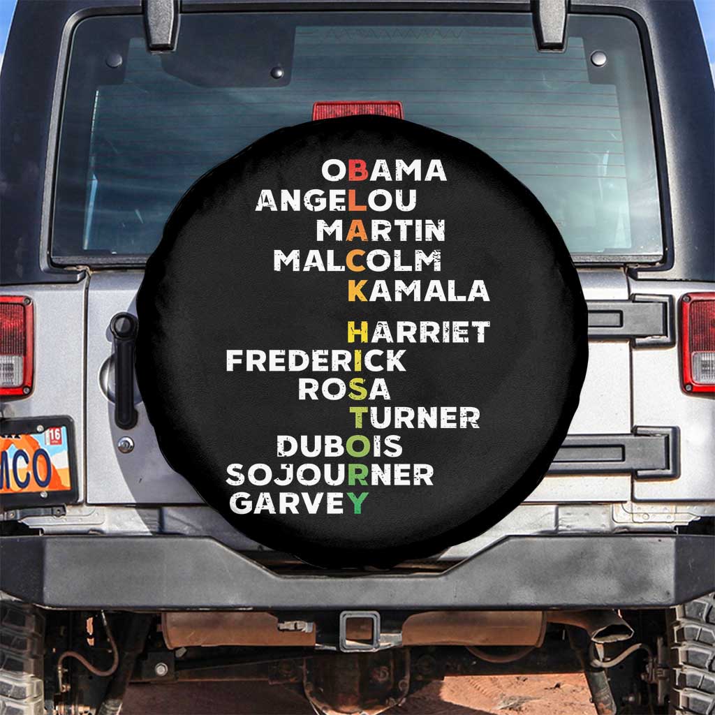 Black History Leaders Spare Tire Cover Obama Martin Malcolm Harriet TS09 No hole Black Print Your Wear