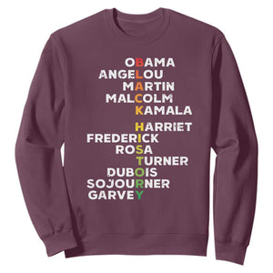 Black History Leaders Sweatshirt Obama Martin Malcolm Harriet TS09 Maroon Print Your Wear