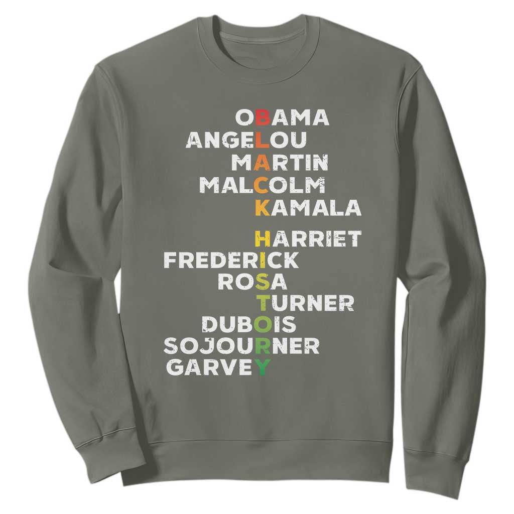 Black History Leaders Sweatshirt Obama Martin Malcolm Harriet TS09 Military Green Print Your Wear