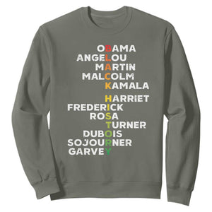 Black History Leaders Sweatshirt Obama Martin Malcolm Harriet TS09 Military Green Print Your Wear