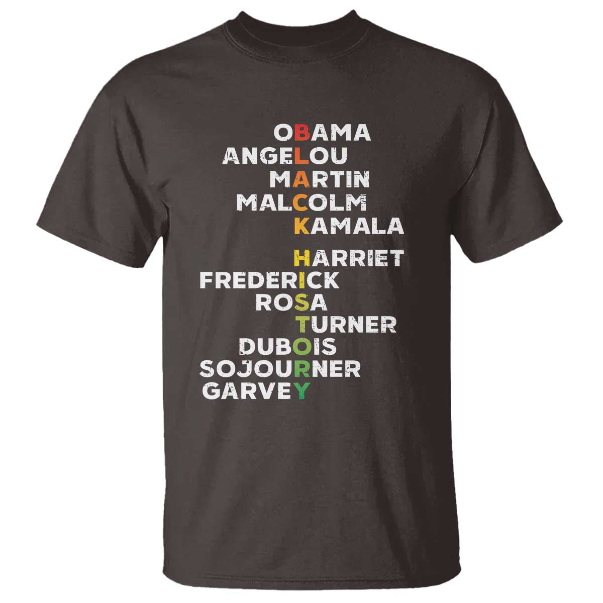 Black History Leaders T Shirt Obama Martin Malcolm Harriet TS09 Dark Chocolate Print Your Wear
