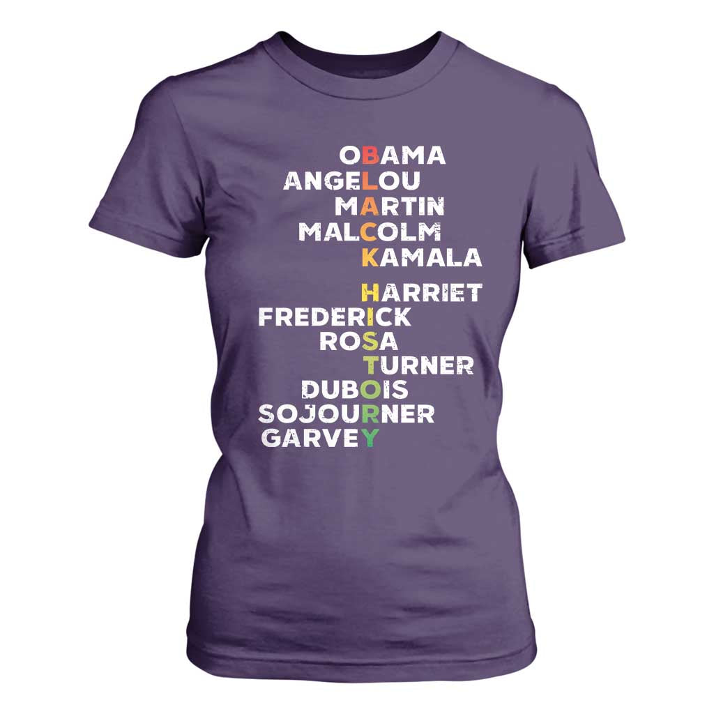 Black History Leaders T Shirt For Women Obama Martin Malcolm Harriet TS09 Purple Print Your Wear