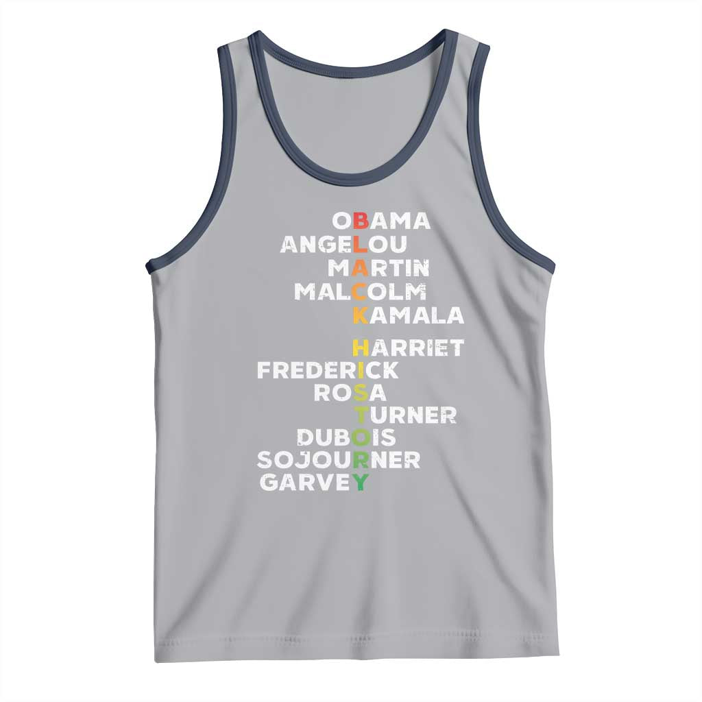Black History Leaders Tank Top Obama Martin Malcolm Harriet TS09 Athletic Heather Navy Print Your Wear