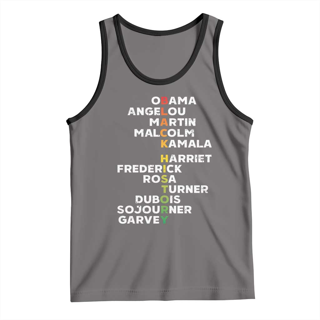 Black History Leaders Tank Top Obama Martin Malcolm Harriet TS09 Deep Heather Black Print Your Wear