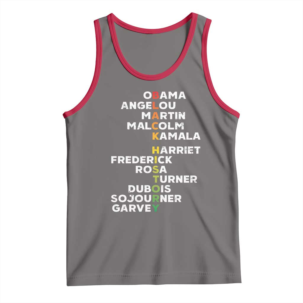 Black History Leaders Tank Top Obama Martin Malcolm Harriet TS09 Deep Heather Red Print Your Wear