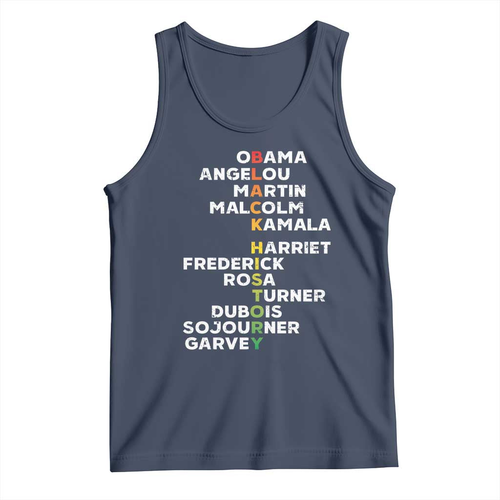Black History Leaders Tank Top Obama Martin Malcolm Harriet TS09 Navy Print Your Wear