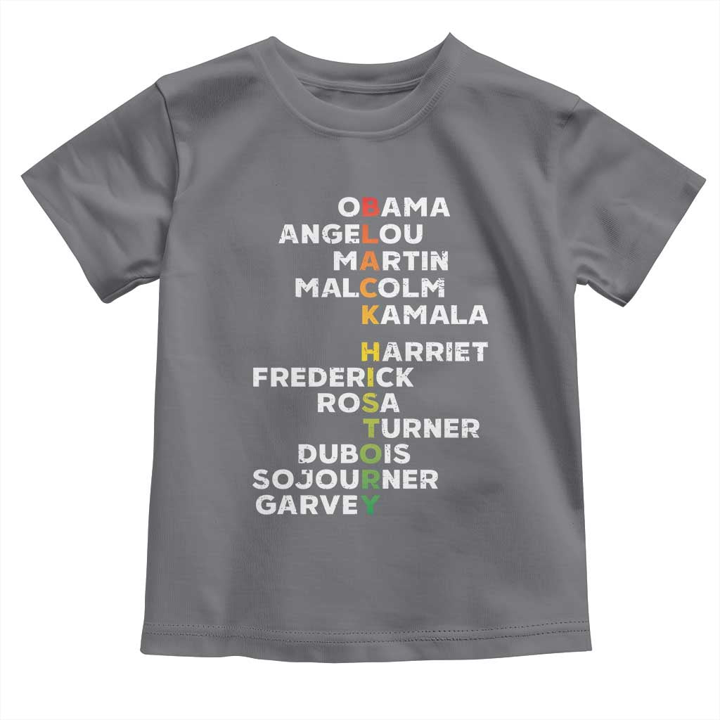 Black History Leaders Toddler T Shirt Obama Martin Malcolm Harriet TS09 Charcoal Print Your Wear