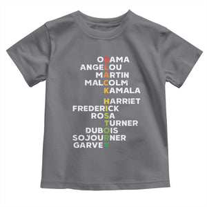 Black History Leaders Toddler T Shirt Obama Martin Malcolm Harriet TS09 Charcoal Print Your Wear