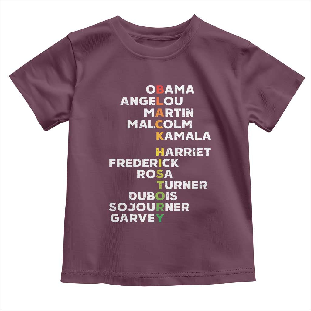 Black History Leaders Toddler T Shirt Obama Martin Malcolm Harriet TS09 Maroon Print Your Wear