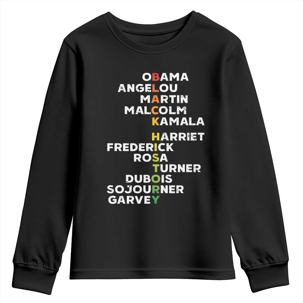 Black History Leaders Youth Sweatshirt Obama Martin Malcolm Harriet TS09 Black Print Your Wear