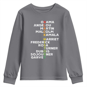 Black History Leaders Youth Sweatshirt Obama Martin Malcolm Harriet TS09 Charcoal Print Your Wear